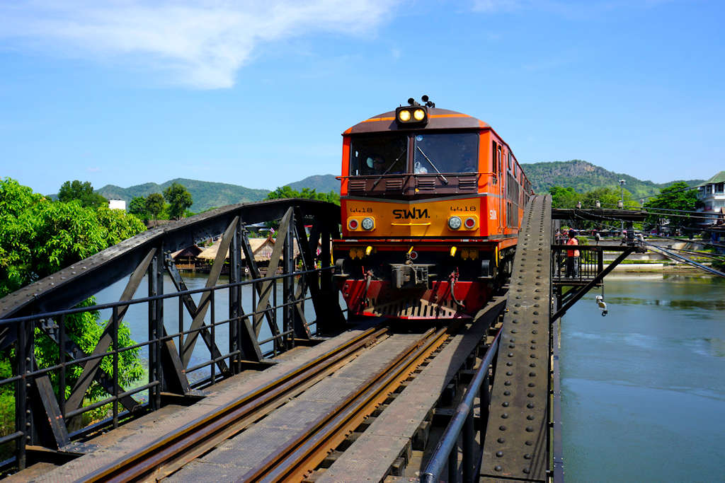 1024 Kanchanaburi Train on Bridge over the River Kwai