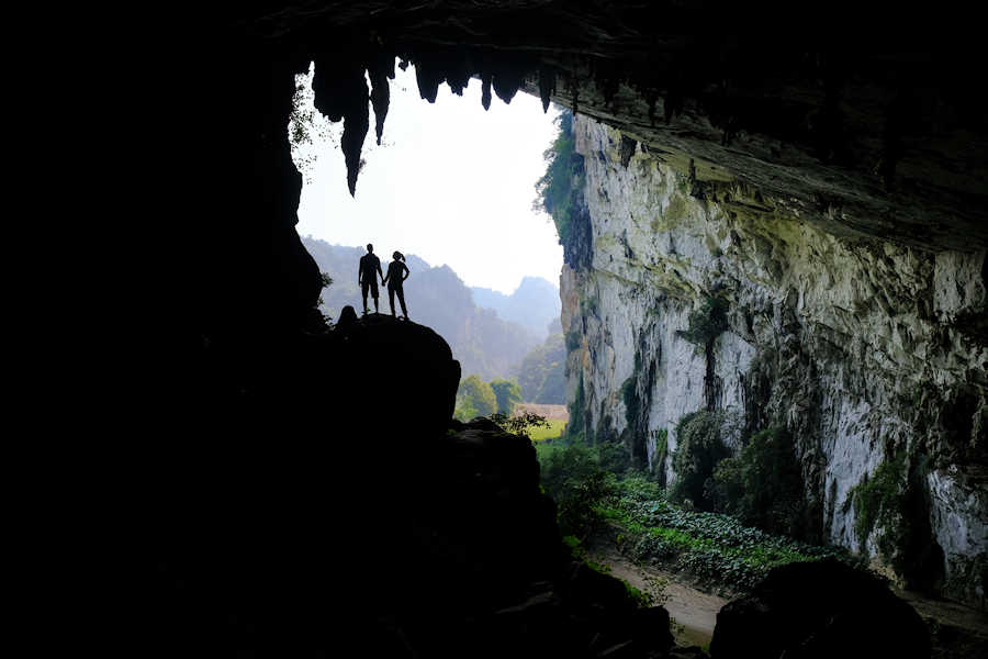 900 rocky outcrop inside a giant cave in the North Vietnamese Ba Be lakes AdobeStock 243325359
